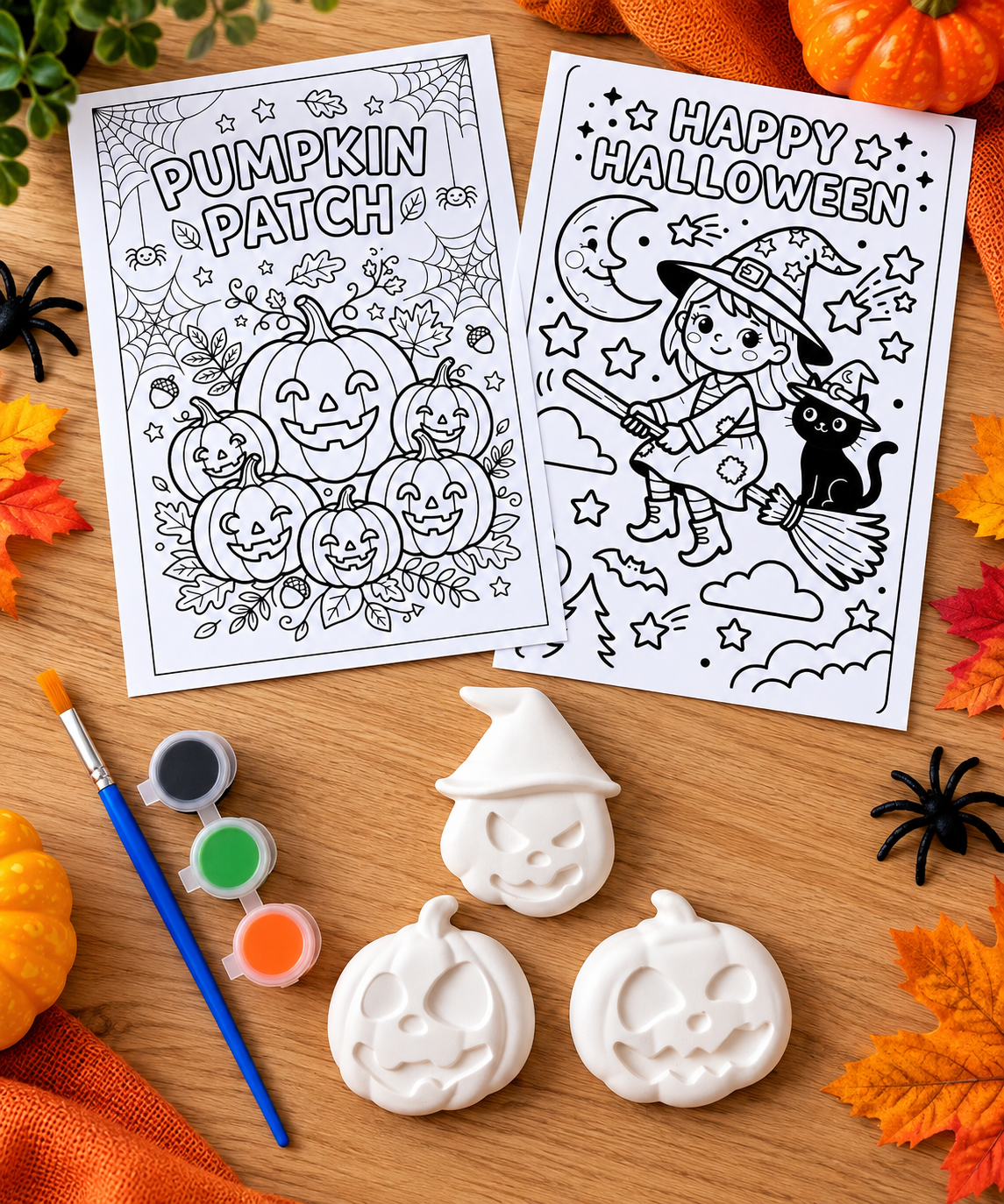 Paint Your Own Pumpkin Trio - Kids Halloween Craft Set